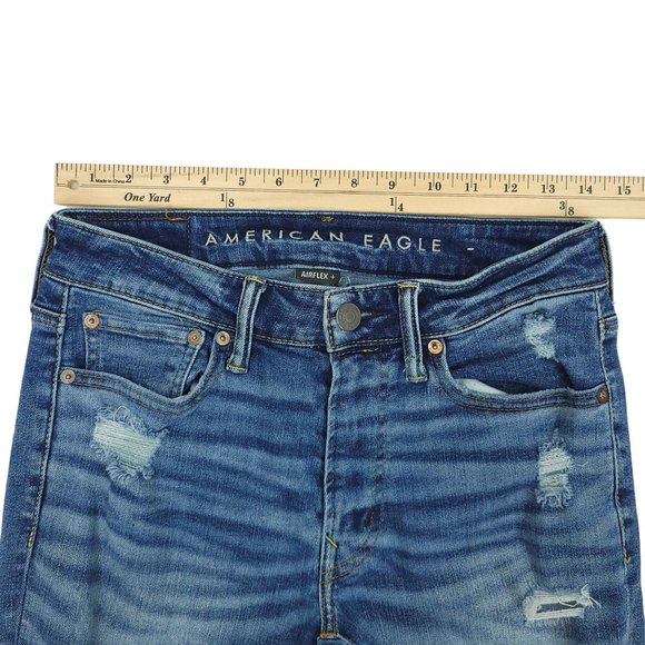 American Eagle Airflex + Jeans Move Free Slim Stretch Mens 29x32 Distressed Blue - Picture 8 of 12